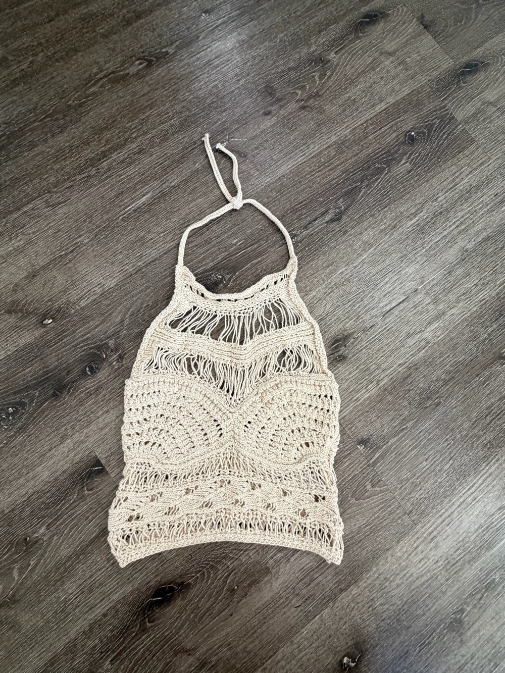 Zara Crochet Halter Swim Cover-Up in Cream